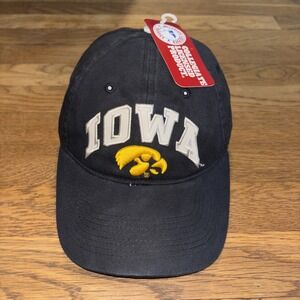 NEW Y2K Iowa Hawkeyes NCAA Dad Hat Cap Black Gold Logo‎ Strapback Adjustable